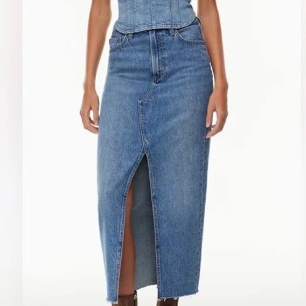 Denim Forum The 90s Vintage Maxi Jean Skirt Size 24 Mid-rise denim maxi skirt